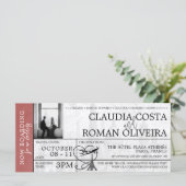 Light Burgundy Paris Wedding Boarding Pass (Stehend Vorderseite)