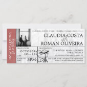 Light Burgundy Paris Wedding Boarding Pass (Vorderseite)