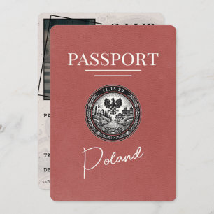 Light Burgundy Poland Passport Save the Date