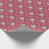 Light Burgundy Red - Niedliche Pandas mit Schneefl Geschenkpapier (Ecke)