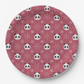Light Burgundy Red - Niedliche Pandas mit Schneefl Pappteller (Vorderseite)