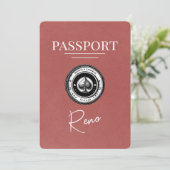 Light Burgundy Reno Passport Save the Date (Stehend Vorderseite)
