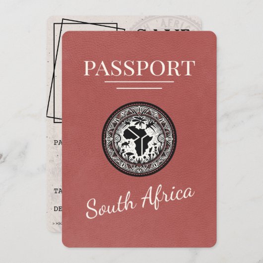 Light Burgundy South Africa Passport Save The Date (Vorne/Hinten)