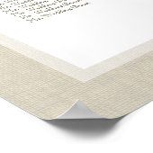 Light Burlap Wedding Seating Chart Poster (Ecke)