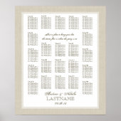 Light Burlap Wedding Seating Chart Poster (Vorne)
