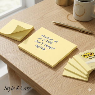 Light Canary Simple 4 Zoll x 3 Zoll Post-it Klebezettel