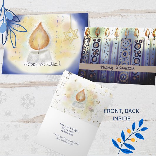 Light Candles Happy Hanukkah Wasserfarbe Karte