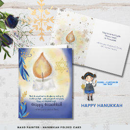 Light Candles Watercolor Happy Hanukkah Karte