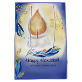 Light Candles Watercolor Happy Hanukkah Mittlere Geschenktüte (Rückseite)