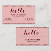 Light Carnation Pink & Deep Red, Hello Text Einzig Visitenkarte (Vorne/Hinten)