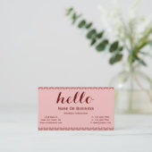Light Carnation Pink & Deep Red, Hello Text Einzig Visitenkarte (Stehend Vorderseite)
