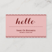 Light Carnation Pink & Deep Red, Hello Text Einzig Visitenkarte (Rückseite)