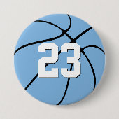 Light Carolina Blue Basketball Spielnummer Sport Button (Vorderseite)