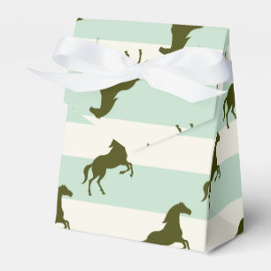 Light Celadon Green und Brown Horse Pattern Geschenkschachtel