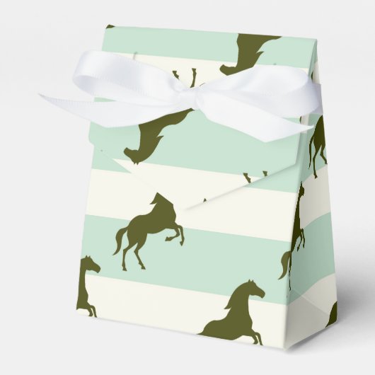 Light Celadon Green und Brown Horse Pattern Geschenkschachtel (Vorderseite)