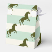 Light Celadon Green und Brown Horse Pattern Geschenkschachtel (Rückseite)
