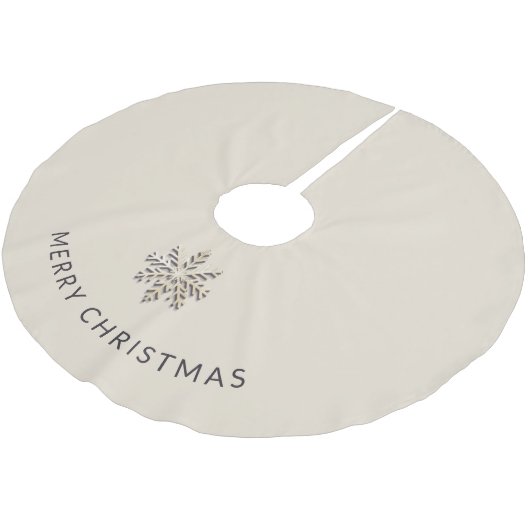 Light Champagne Snowflake Tree Skirt Polyester Weihnachtsbaumdecke (Schrägansicht)