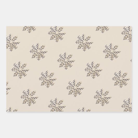 Light Champagne Snowflake Wrapping Paper Geschenkpapier Set (Vorderseite 2)