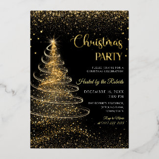 Light christmas tree Birthday Foil Invitation Folieneinladung