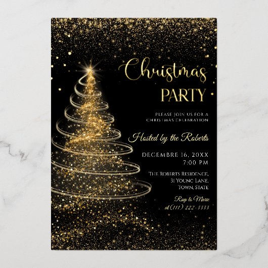 Light christmas tree Birthday Foil Invitation Folieneinladung (Vorderseite)