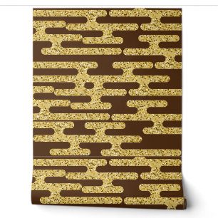 Light Coffee Color and Gold Patches Moderne Tapete