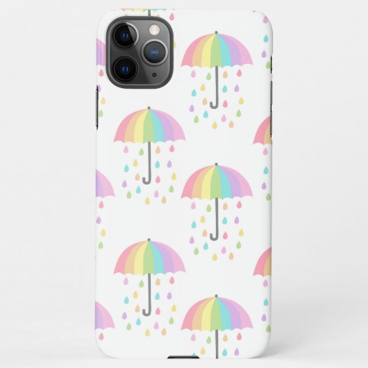 Light Colors Rainbow Umbrella Print Rain Drops iPhone Hülle (Rückseite)