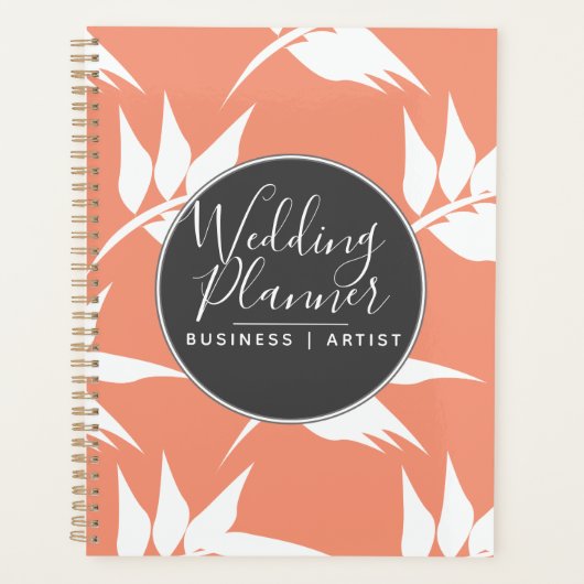 Light Coral Blätter Floral Silohuette Wedding Planer (Vorderseite)