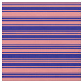 Light Coral & Blue Lined Muster Stoff (Nahaufnahme)