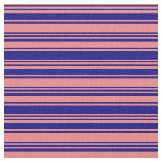 Light Coral & Blue Lined Muster Stoff (Nahaufnahme)