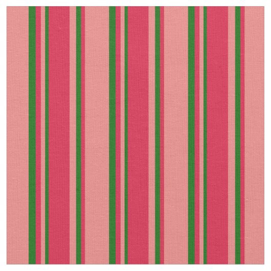 Light Coral, Crimson & Dark Green Lined Pattern Stoff (Nahaufnahme)