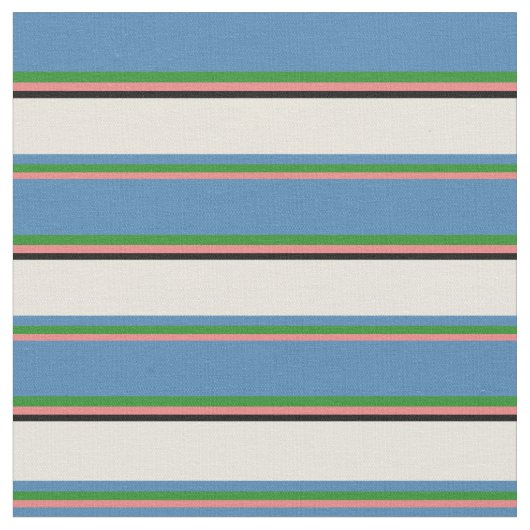 Light Coral, Forest Green, Blue, Beige & Black Stoff (Nahaufnahme)