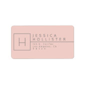 Light Coral & Grau Mit Monogramm Rücksendeadresse Adressaufkleber (Vorne)