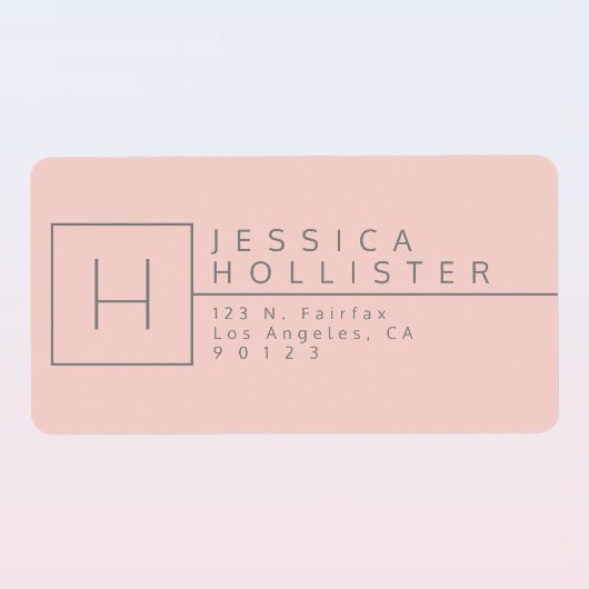 Light Coral & Grau Mit Monogramm Rücksendeadresse Adressaufkleber
