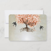 Light Coral Heart Leaf Tree Wedding RSVP Karte (Rückseite)