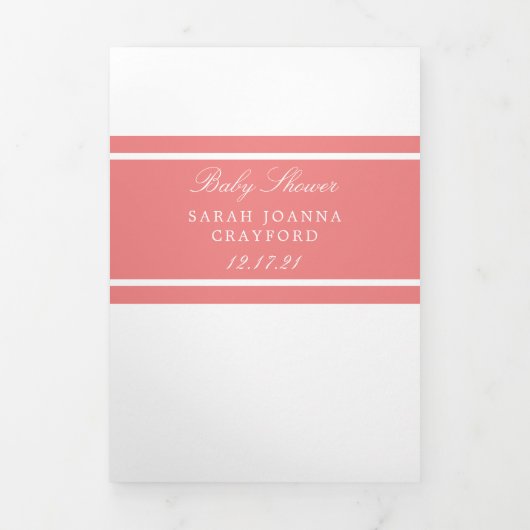 Light Coral, Moderne Baby Shower Suite Dreifach Gefaltete Einladung (Cover)