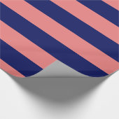 Light Coral, Navy Blue XL Stripes Muster V Geschenkpapier (Ecke)