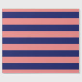 Light Coral, Navy Blue XL Stripes Muster V Geschenkpapier (Flach)