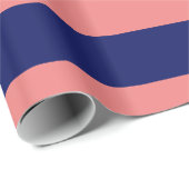 Light Coral, Navy Blue XL Stripes Muster V Geschenkpapier (Rolleneckpunkt)