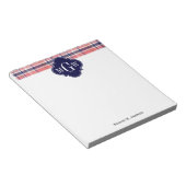 Light Coral Navy Welpe Madras Monogram Notizblock (angewinkelt)