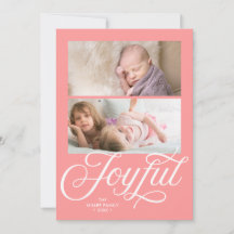 Light Coral Pink Cursive Joyful Holiday Foto
