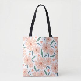 Light Coral Pink Floral Tote Bag Tasche