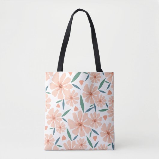 Light Coral Pink Floral Tote Bag Tasche (Vorderseite)