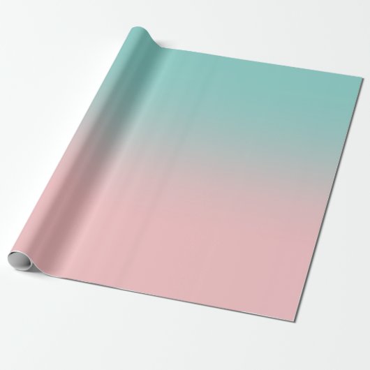 Light Coral Pink und Aquamarin Ombre Geschenkpapier (Ungerollt)
