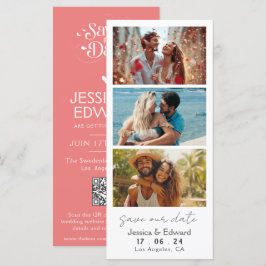 Light Coral Save the Date Foto Stand Qr Code