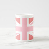 Light Coral und Pink Union Jack Porzellantasse (Vorderseite)