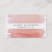Light Coral Watercolor & White Strip Visitenkarte (Vorderseite)