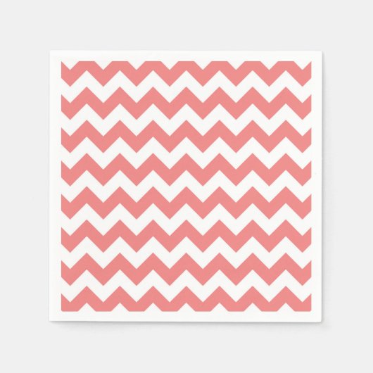 Light Coral White Zickzack Zig-Zag Muster Serviette (Vorderseite)