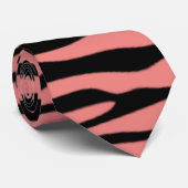 Light Coral Zebra Stripes Animal Print Krawatte (Gerollt)