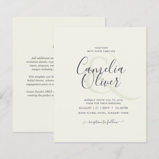 Light Cream Budget Wedding INVITE (Vorne/Hinten)