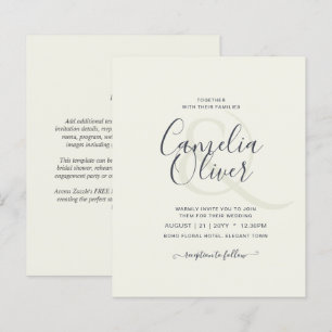 Light Cream Budget Wedding INVITE